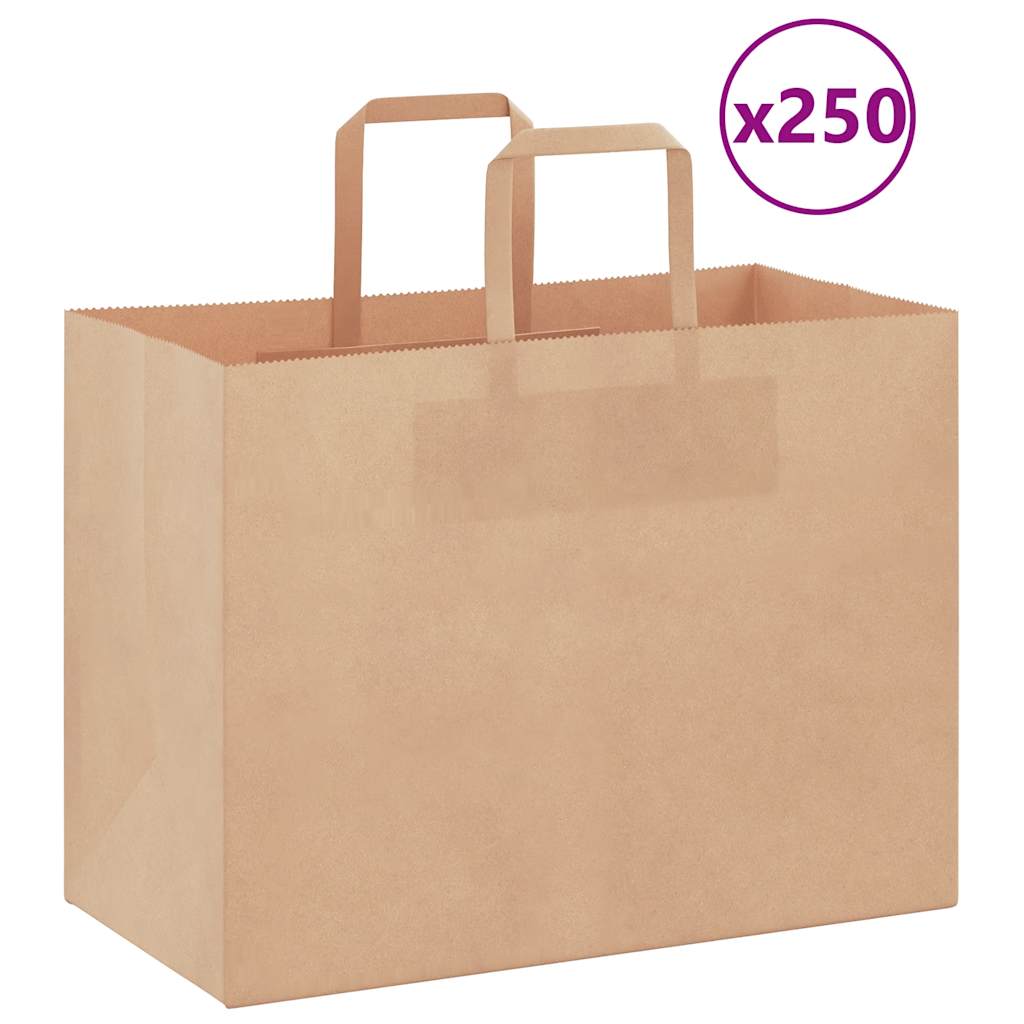 Paper Bags 250 pcs with Handles Brown 32x17x25 cm - Tyrell & Tyrell