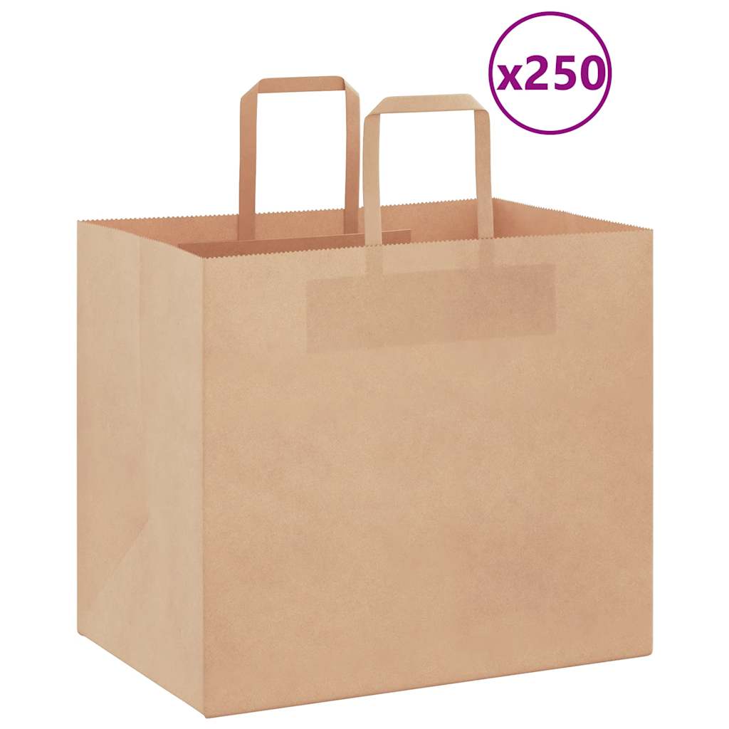 Paper Bags 250 pcs with Handles Brown 32x22x28 cm - All Things Good