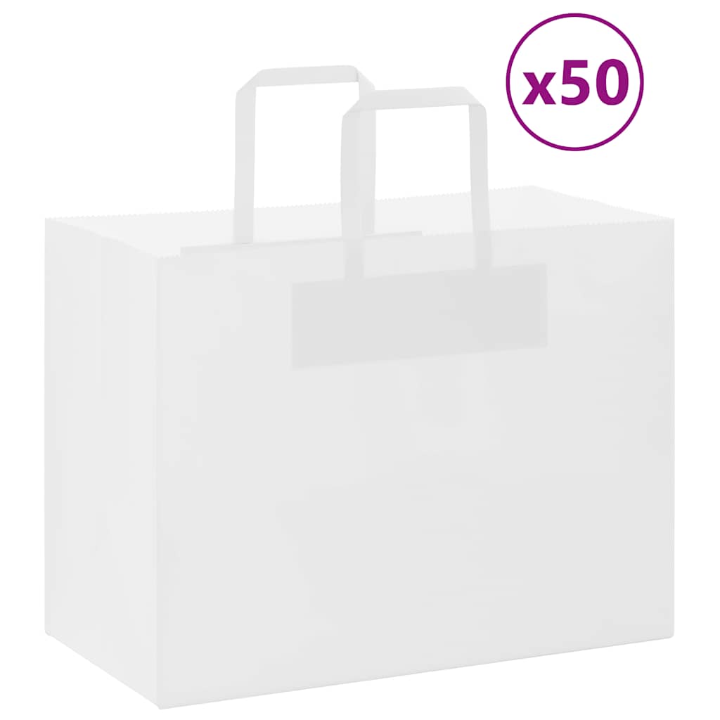 Paper Bags 50 pcs with Handles White 32x17x25 cm - Brittle & Co