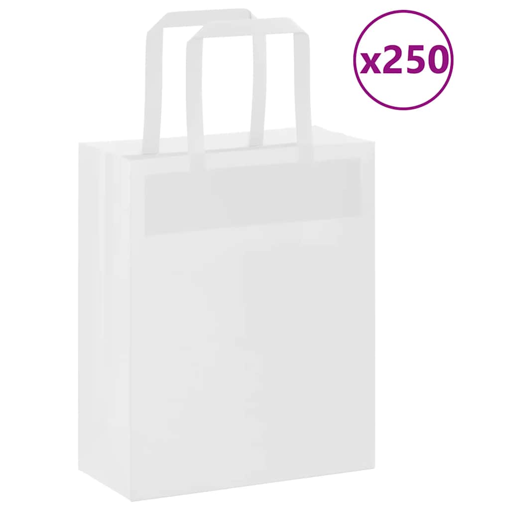 Paper Bags 250 pcs with Handles White 18x8x22 cm - Merlin Deals