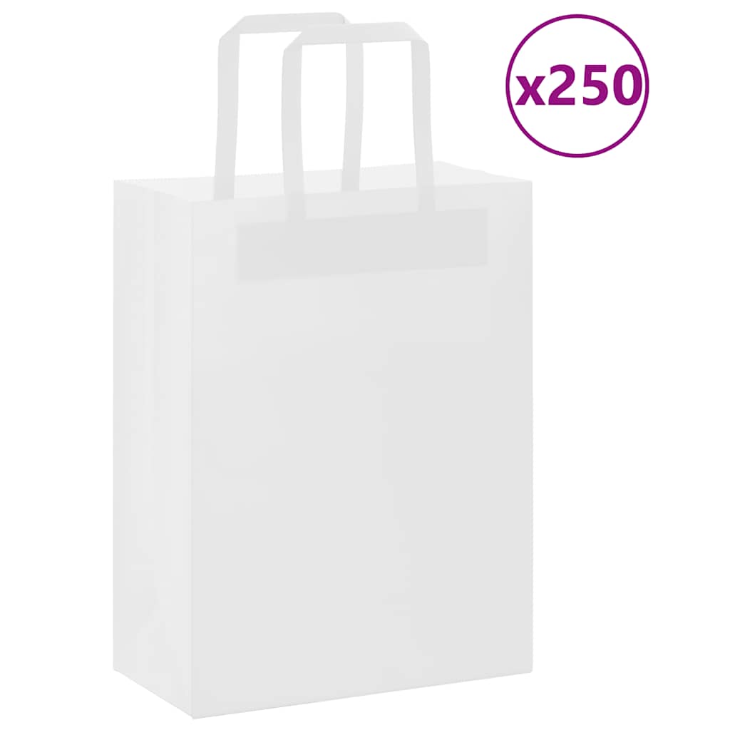 Paper Bags 250 pcs with Handles White 21x11x28 cm - Merlin Deals