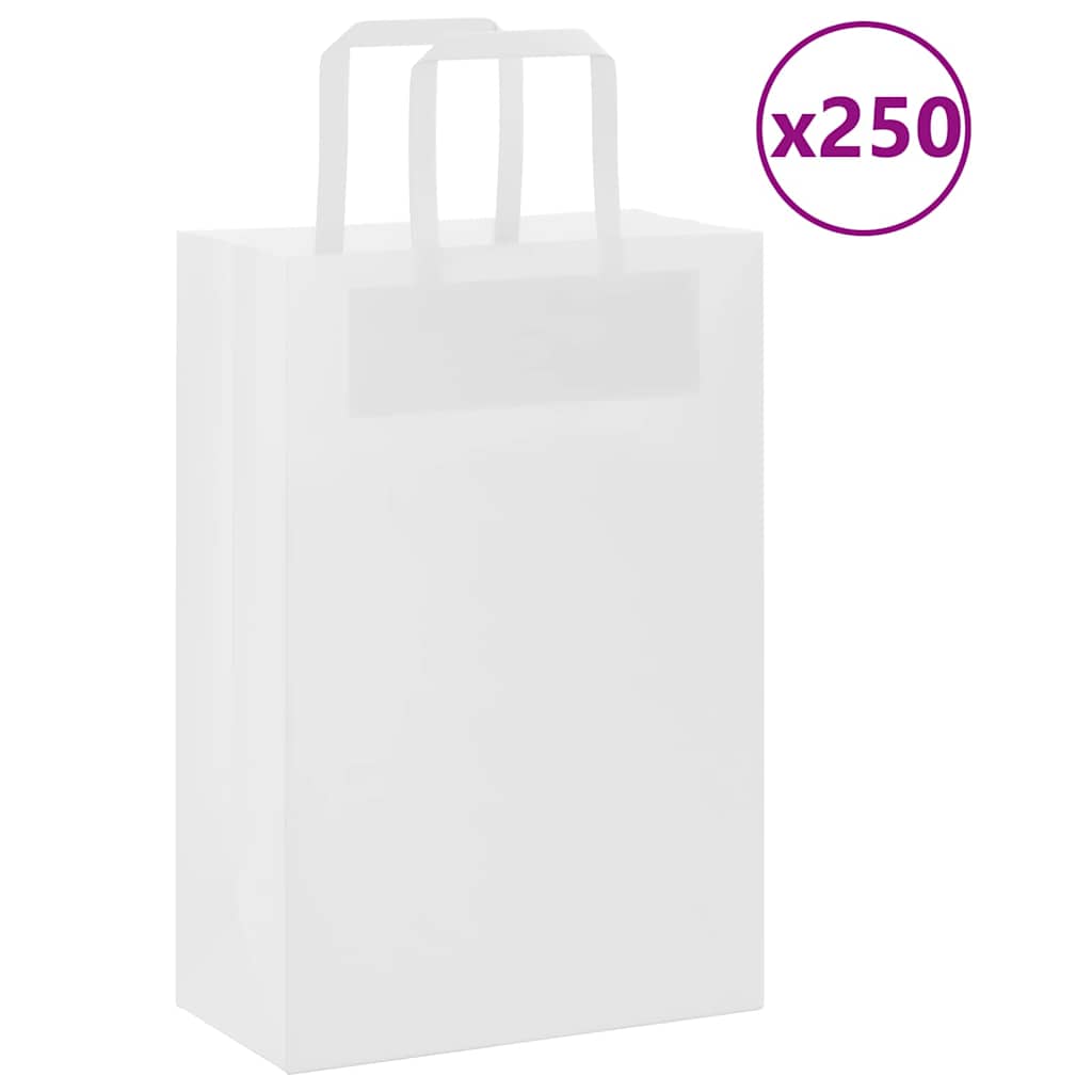 Paper Bags 250 pcs with Handles White 21x11x31 cm - Charlotte Dunes