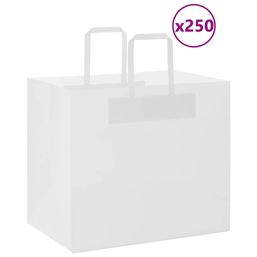 Paper Bags 250 pcs with Handles White 32x22x28 cm - Style and Chic