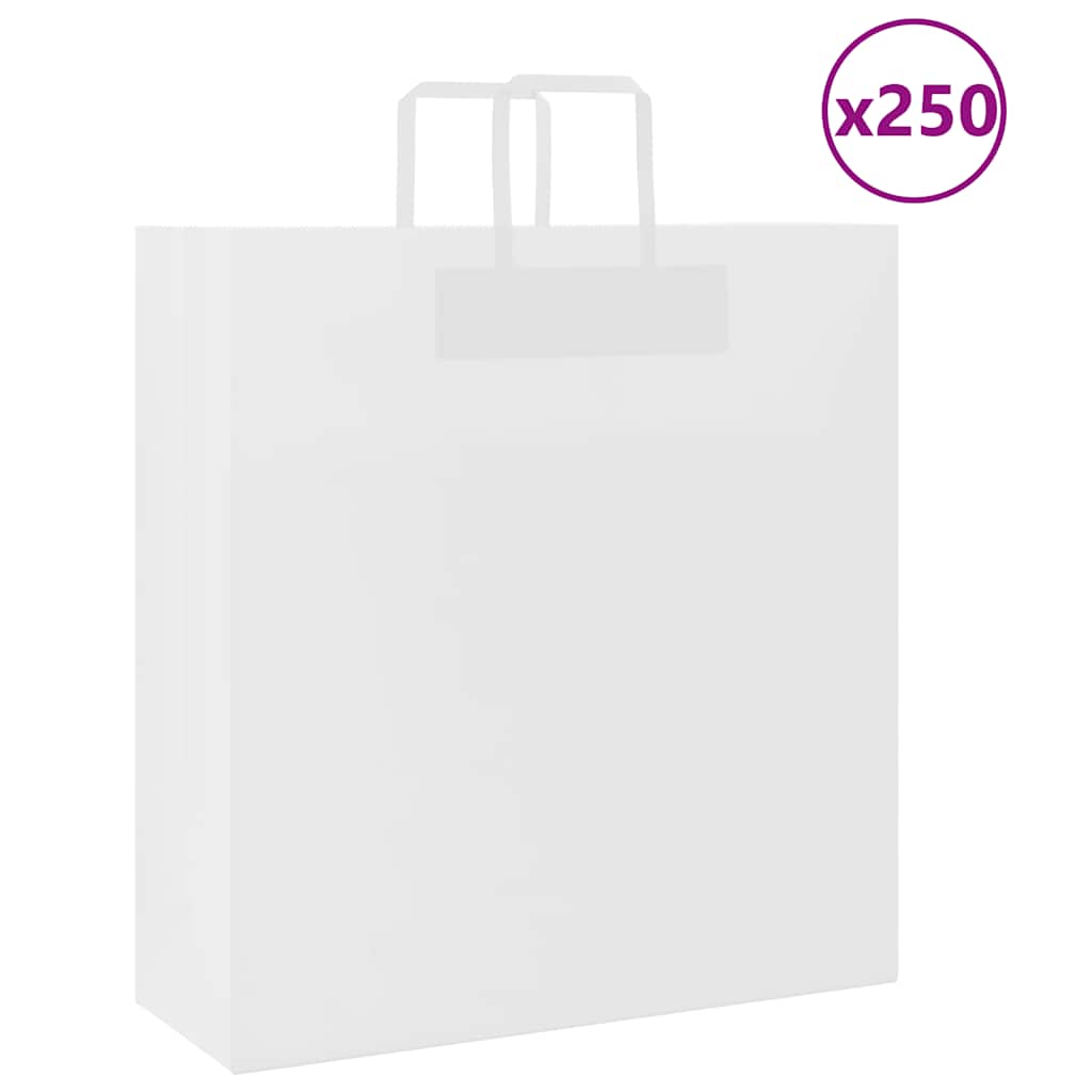 Paper Bags 250 pcs with Handles White 45x17x48 cm - The Home Maker