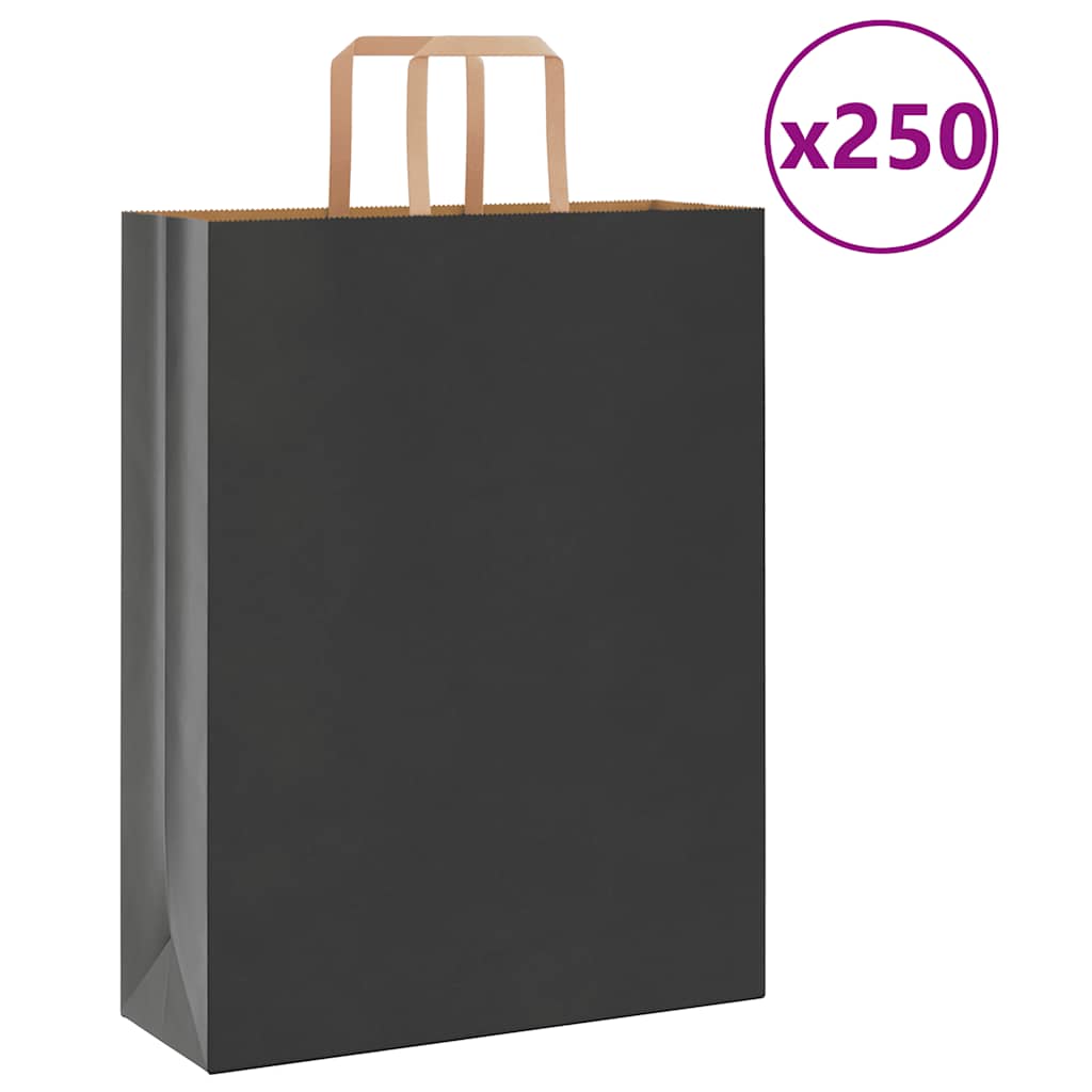 Paper Bags 250 pcs with Handles Black 32x12x42 cm - Style and Chic