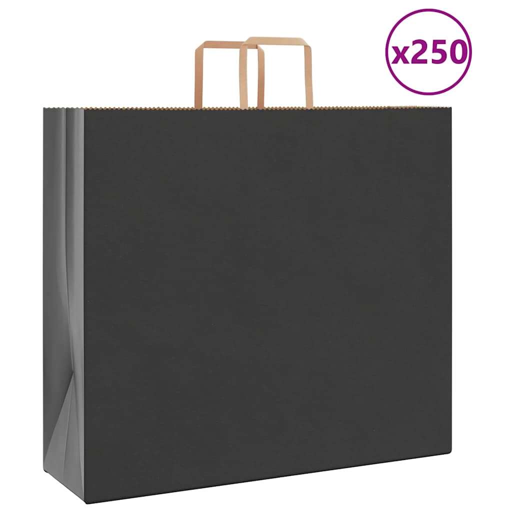Paper Bags 250 pcs with Handles Black 54x15x49 cm - Charlotte Dunes