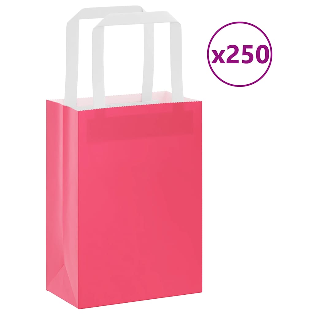 Paper Bags 250 pcs with Handles Pink 15x8x21 cm - Discount Dealers
