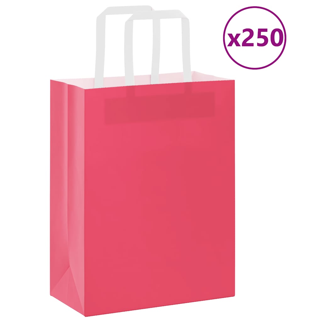 Paper Bags 250 pcs with Handles Pink 21x11x28 cm - Merkel Designers