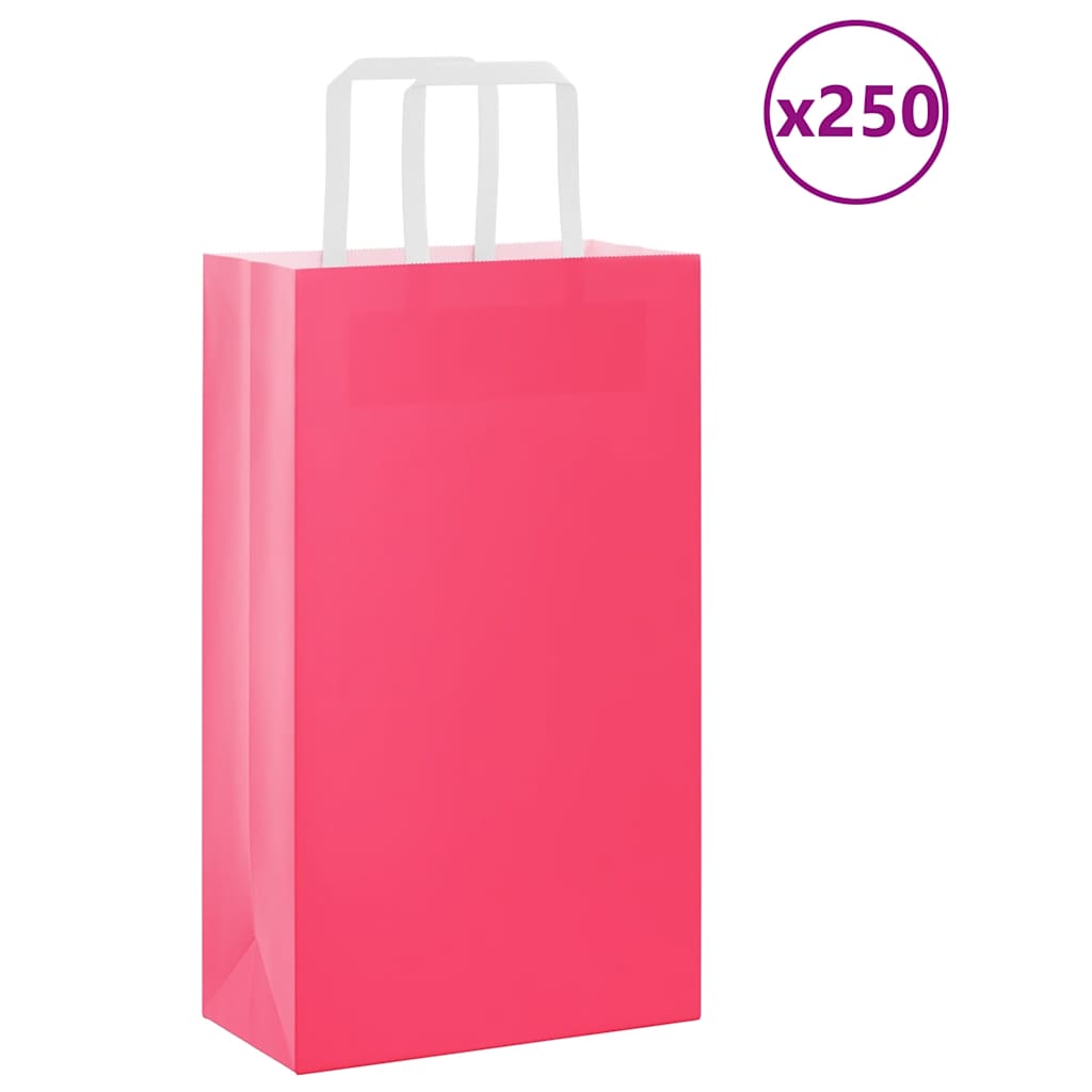 Paper Bags 250 pcs with Handles Pink 21x11x36 cm - Design Hut