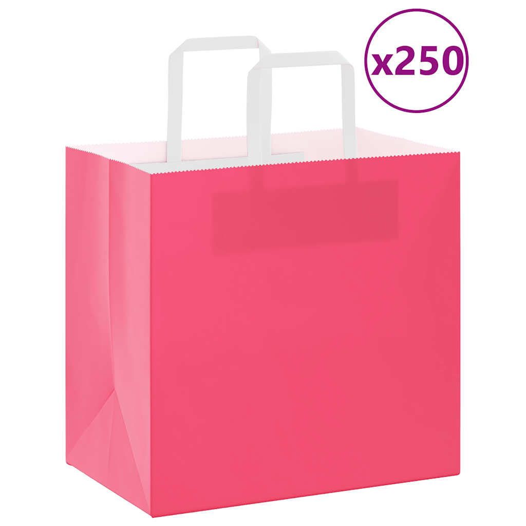 Paper Bags 250 pcs with Handles Pink 26x17x25 cm - Merlin Deals