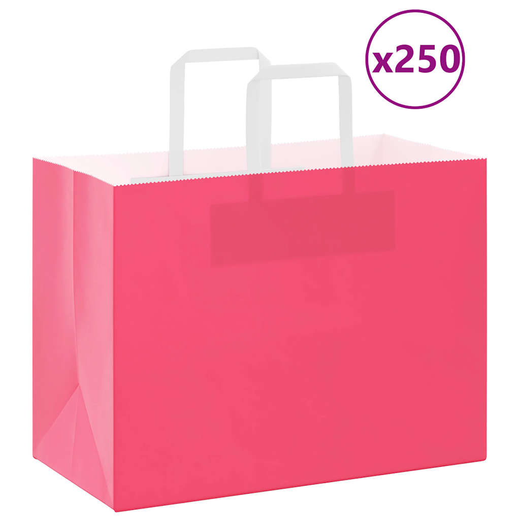 Paper Bags 250 pcs with Handles Pink 32x17x25 cm - Merlin Deals