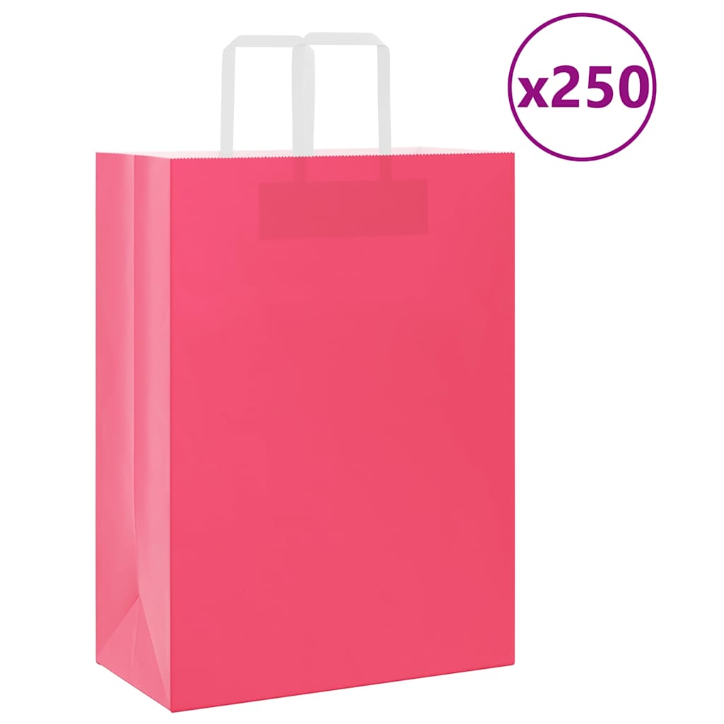 Paper Bags 250 pcs with Handles Pink 32x17x44 cm - Discount Dealers