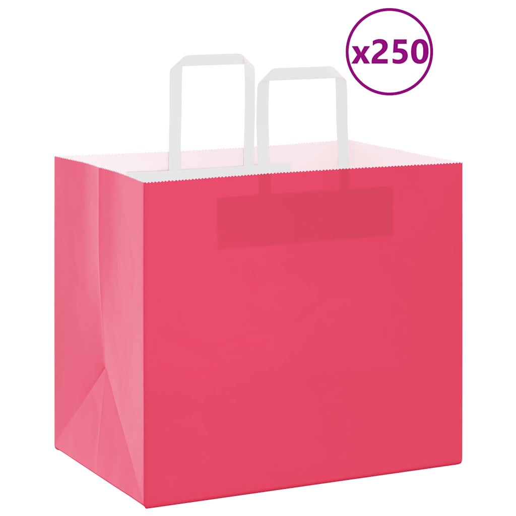 Paper Bags 250 pcs with Handles Pink 32x22x28 cm - The Home Maker