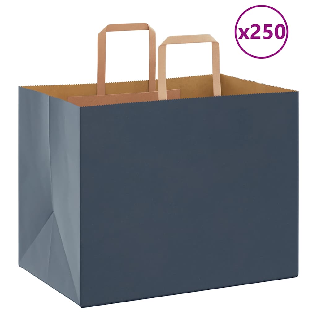 Paper Bags 250 pcs with Handles Blue 32x22x24 cm - Direct Imports