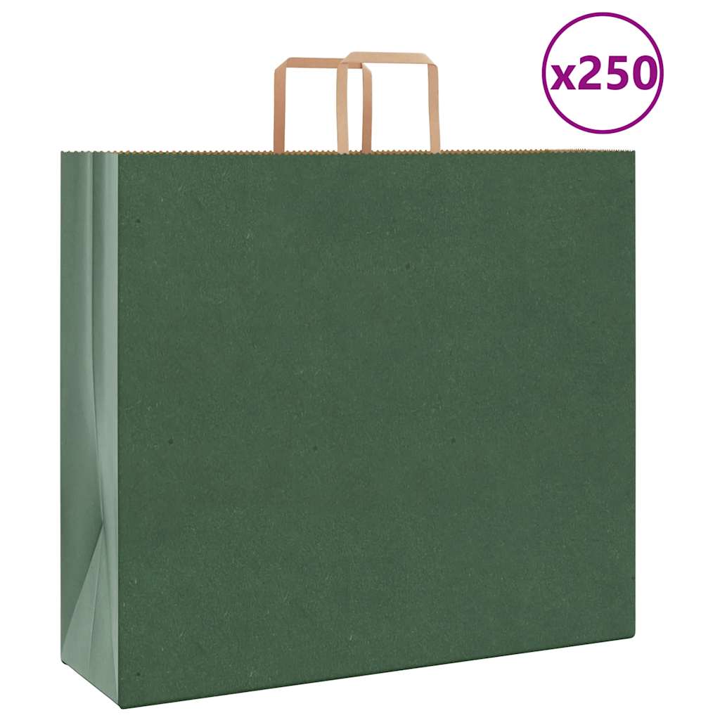Paper Bags 250 pcs with Handles Green 54x15x49 cm - Style and Chic