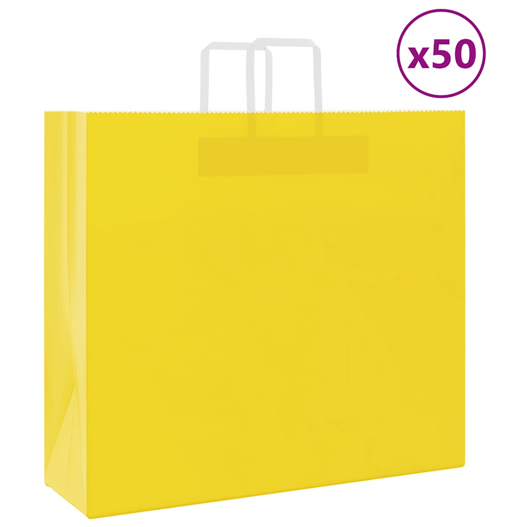 Paper Bags 50 pcs with Handles Yellow 54x15x49 cm - All Things Good