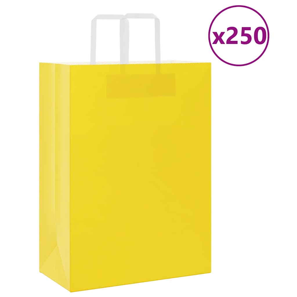 Paper Bags 250 pcs with Handles Yellow 32x17x44 cm - Tyrell & Tyrell