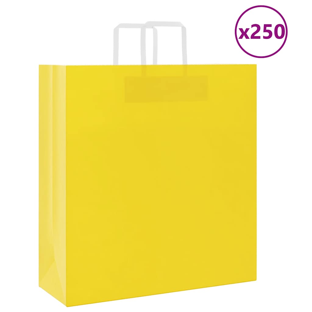 Paper Bags 250 pcs with Handles Yellow 45x17x48 cm - The Home Maker