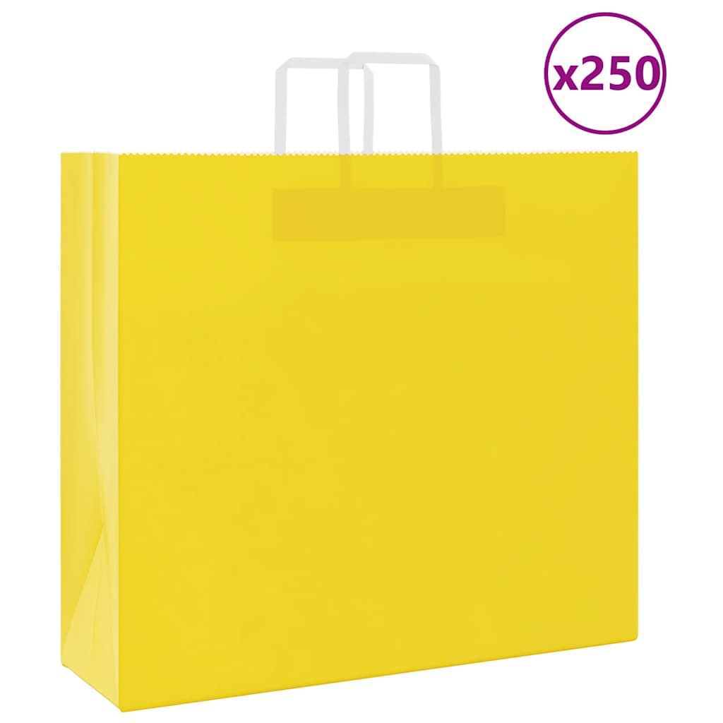 Paper Bags 250 pcs with Handles Yellow 54x15x49 cm - Sid & Sam