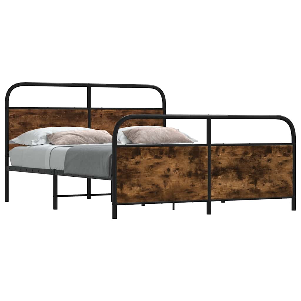 Metal Bedframe Smoked Oak 193x203cm - Discount Dealers