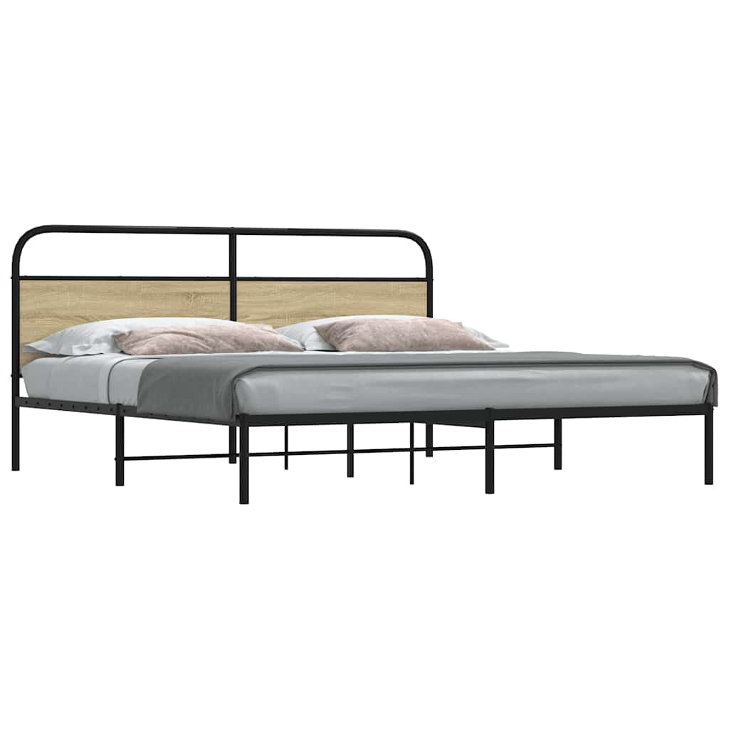 Metal Bedframe Sonoma Oak 193x203cm - Merkel Designers