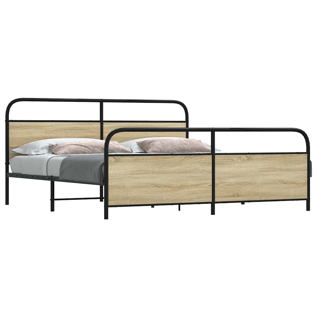 Metal Bedframe Sonoma Oak 180x200cm Super King - Unbeatable Bargains