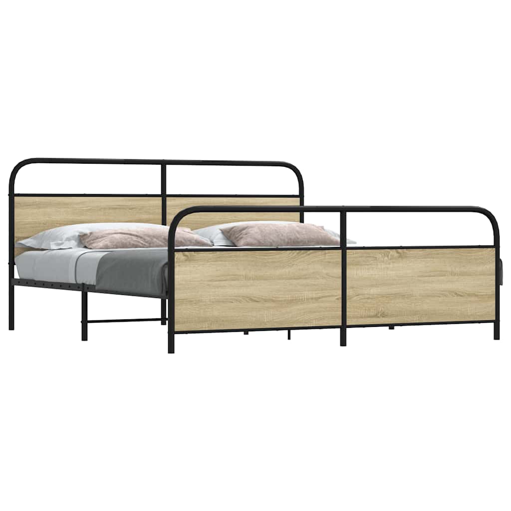 Metal Bedframe Sonoma Oak 200x200cm - Design Hut