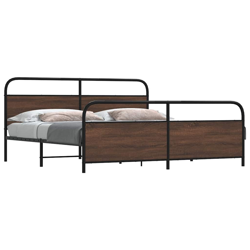 Metal Bedframe Brown Oak 183x213cm - Merkel Designers