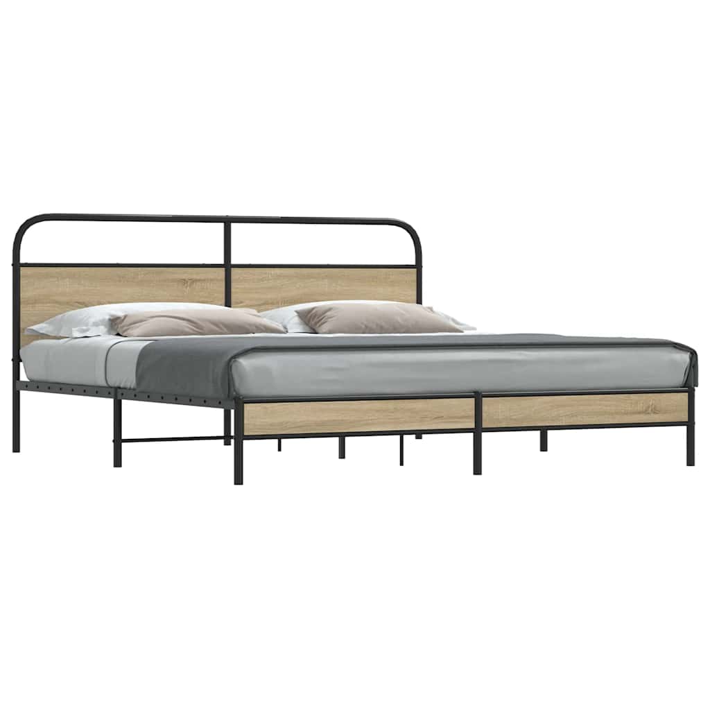 Metal Bedframe Smoked Oak 180x200cm Super King - Casper Homes