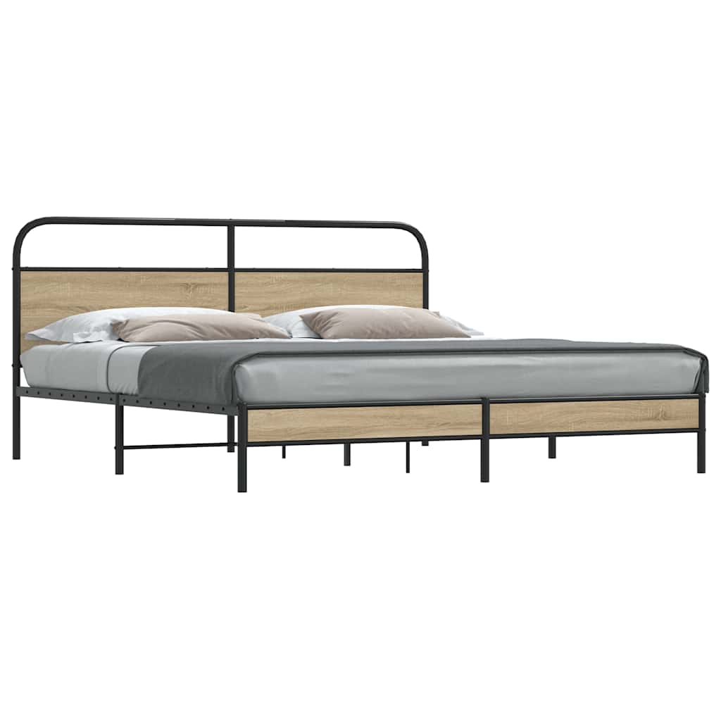 Metal Bedframe Smoked Oak 193x203cm - Sid & Sam