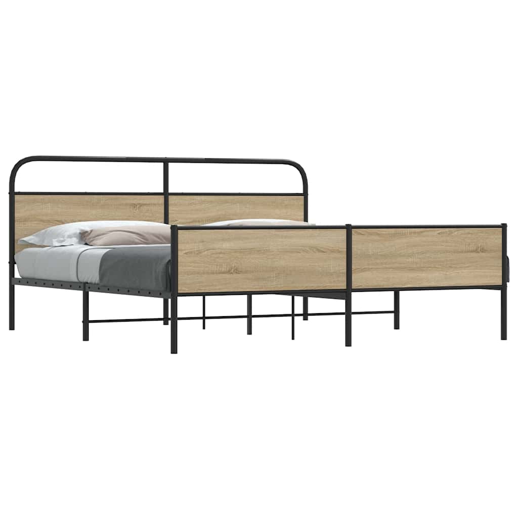 Metal Bedframe Smoked Oak 200x200cm - Decor Base