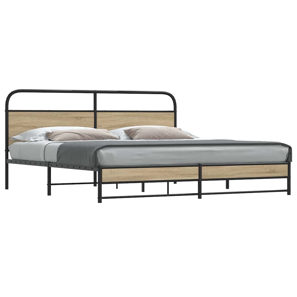 Metal Bedframe Smoked Oak 200x200cm - Merkel Designers