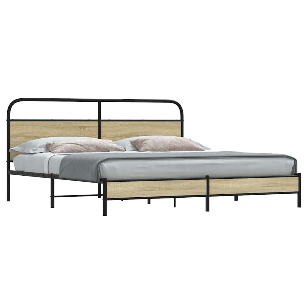 Metal Bedframe Sonoma Oak 193x203cm - Casper Homes