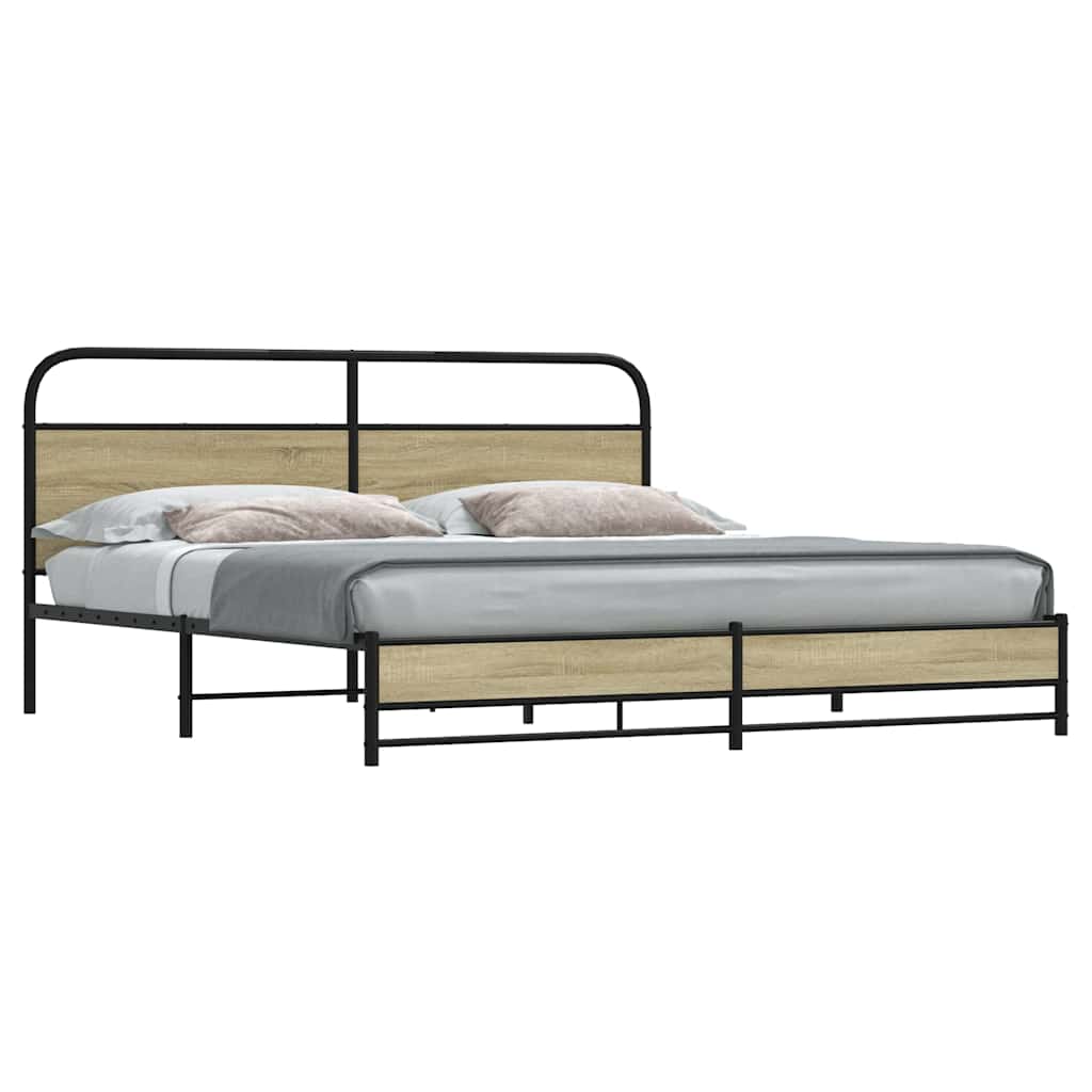 Metal Bedframe Sonoma Oak 180x200cm Super King - Merkel Designers