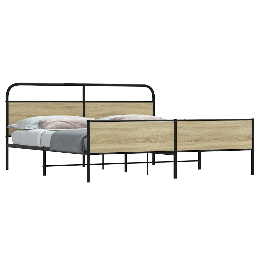 Metal Bedframe Sonoma Oak 200x200cm - Charlotte Dunes