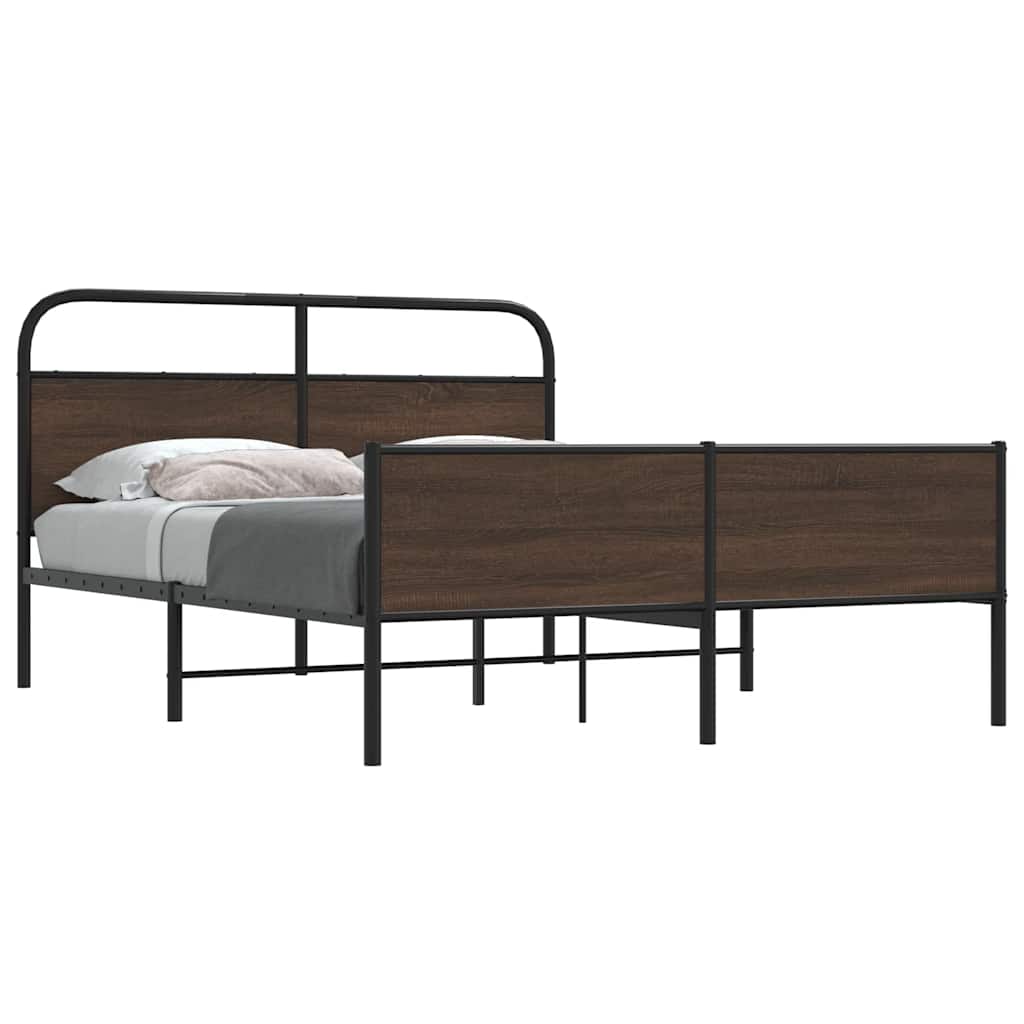 Metal Bedframe Brown Oak 150x200cm King Size - Casper Homes