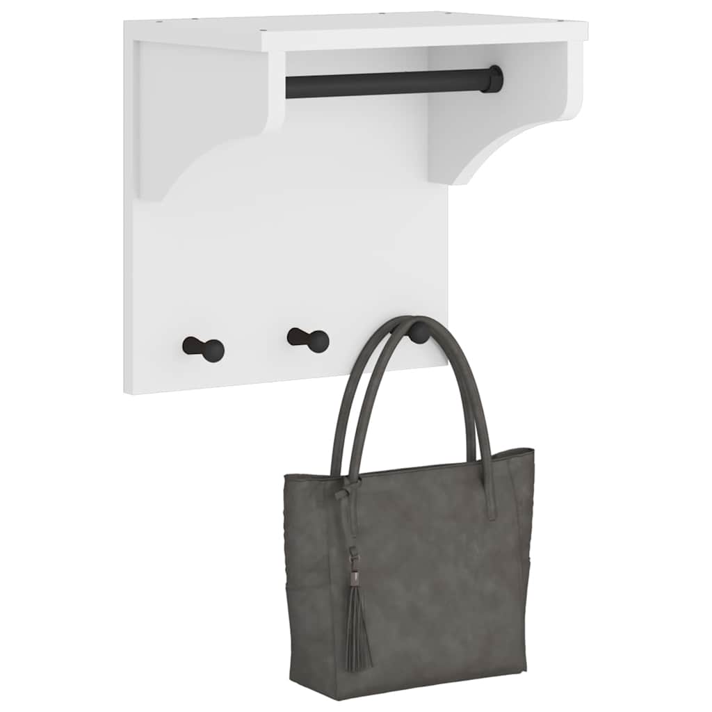 Wall-mounted Coat Rack SANDNES White 43x30x42 cm Solid Wood Pine - Design Hut