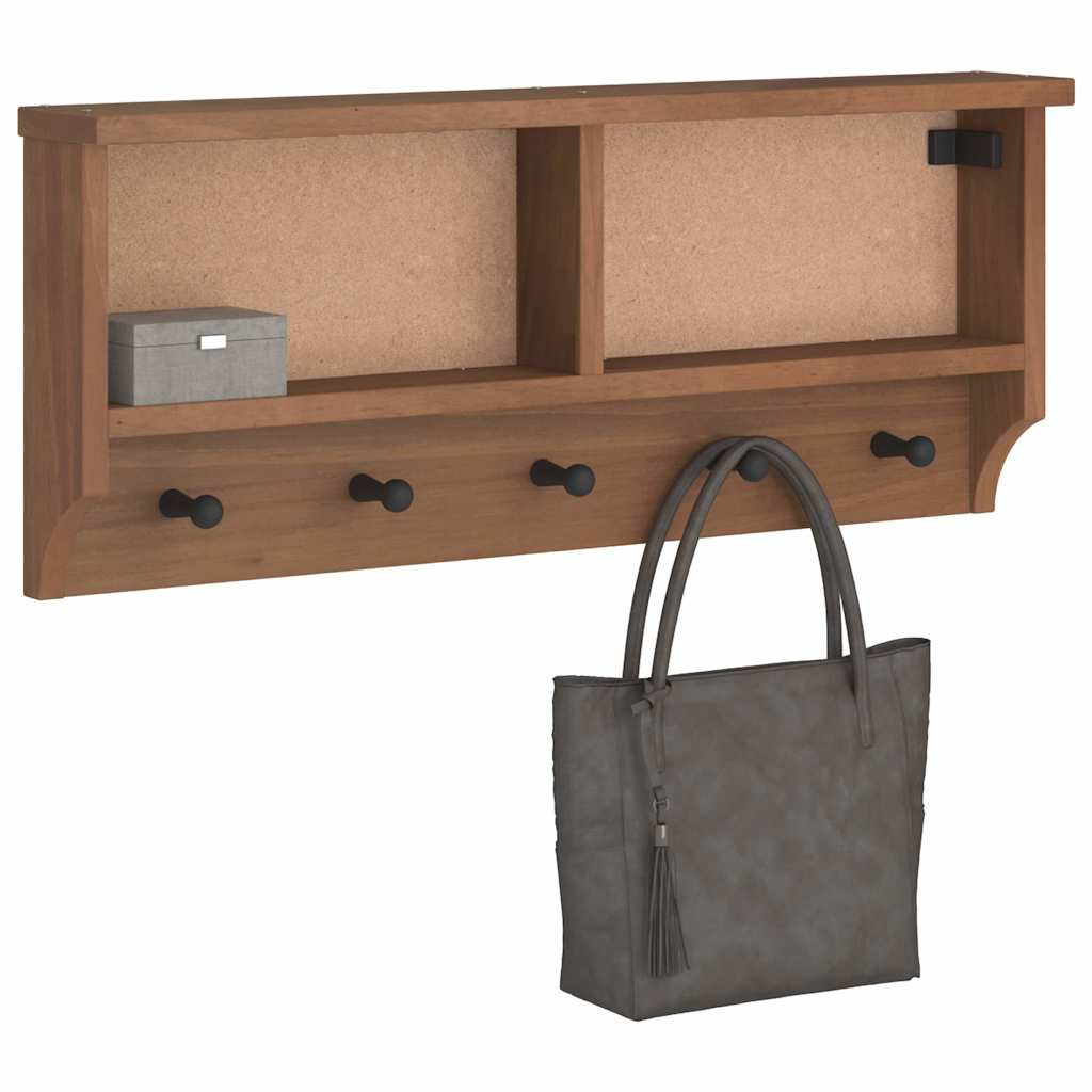Wall-mounted Coat Rack SANDNES 87x12x35 cm Solid Wood Pine - Decor Base