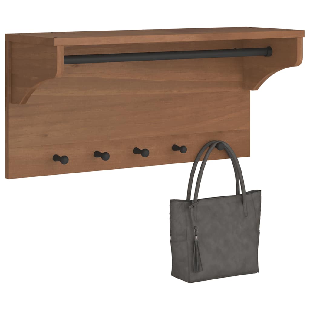 Wall-mounted Coat Rack SANDNES 87x30x42 cm Solid Wood Pine - Millennium Furniture