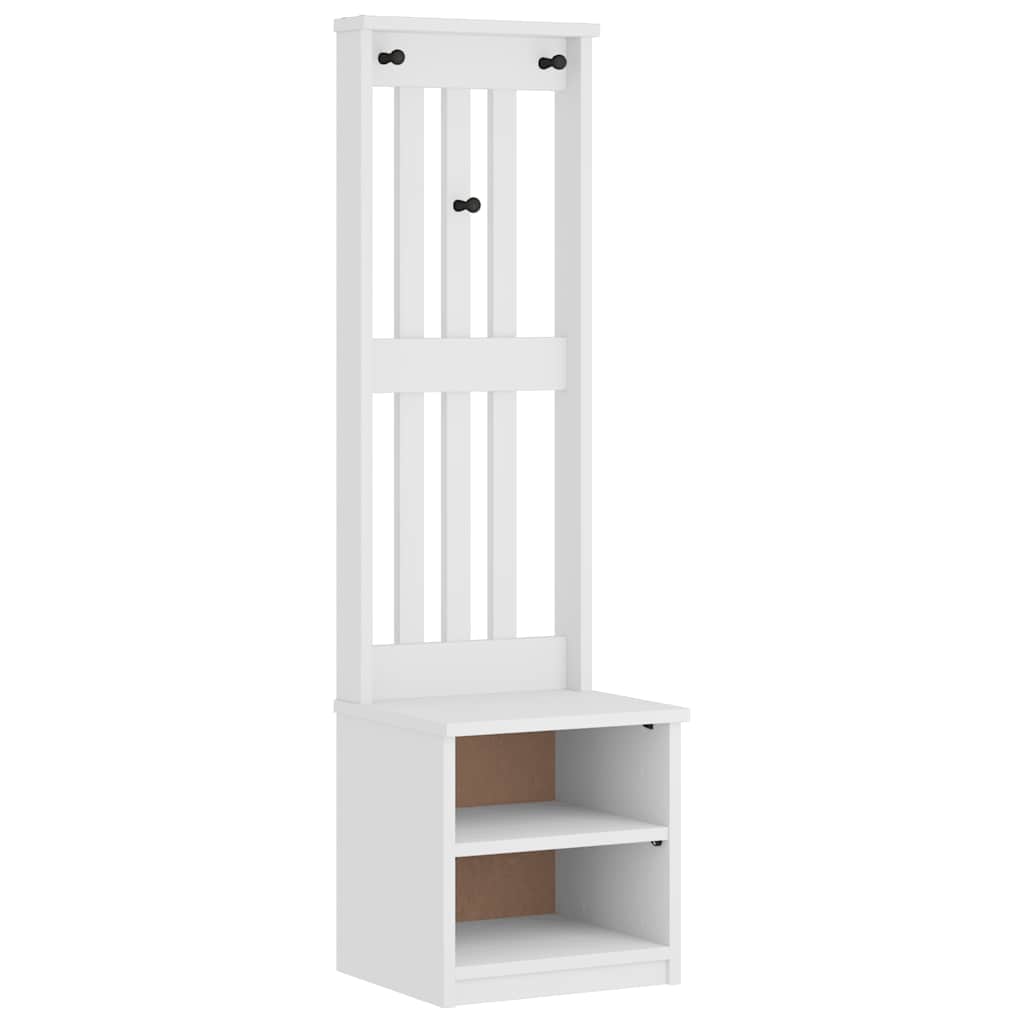 Hall Tree SANDENS White 45x40x159.5 cm Solid Wood Pine - Millennium Furniture