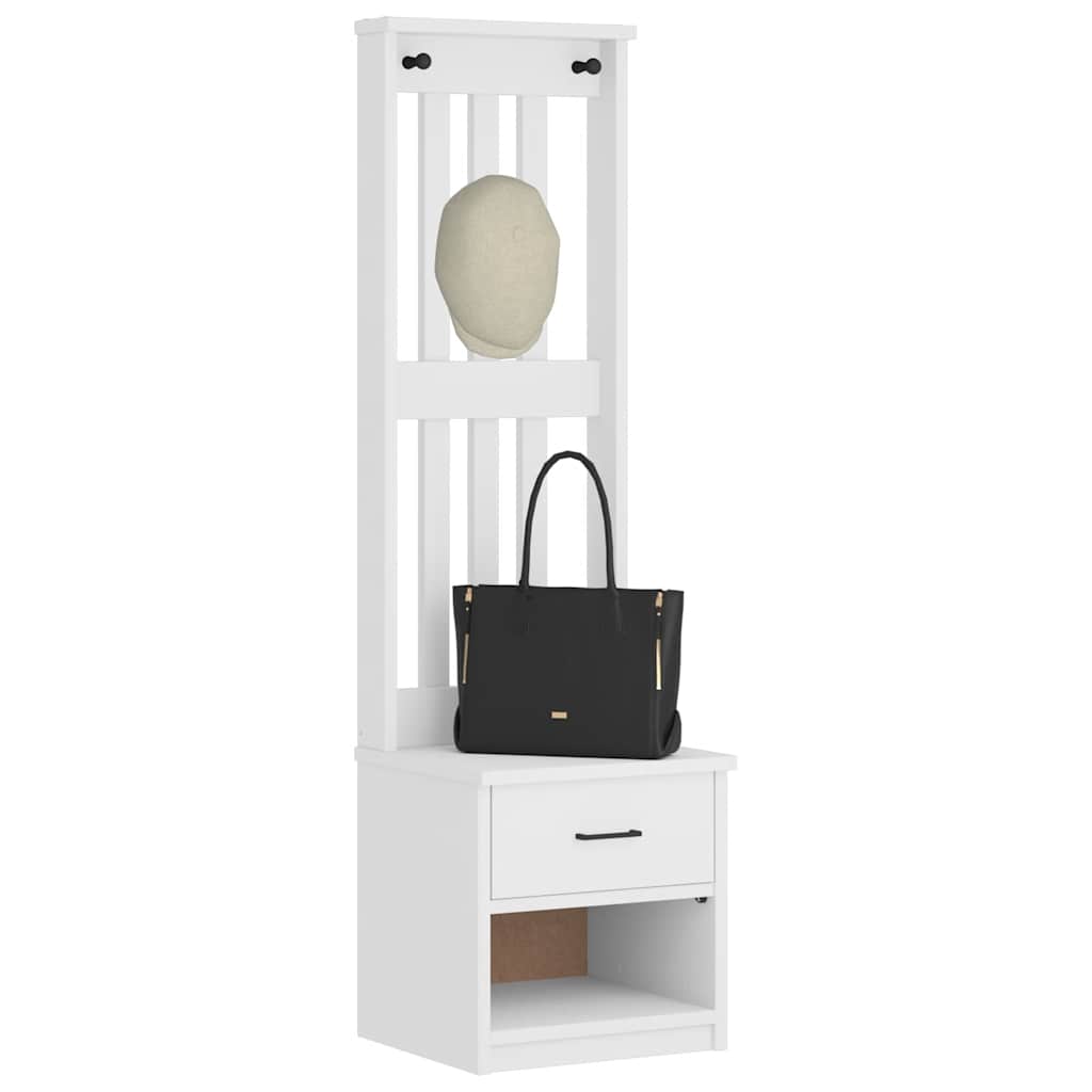 Hall Tree SANDENS White 45x40x159.5 cm Solid Wood Pine - Sid & Sam