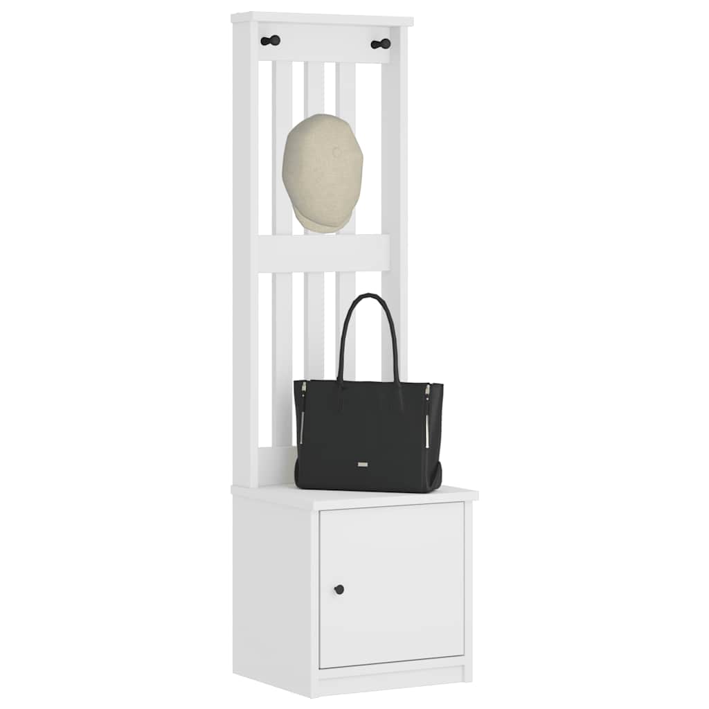 Hall Tree SANDENS White 45x40x159.5 cm Solid Wood Pine - Style and Chic