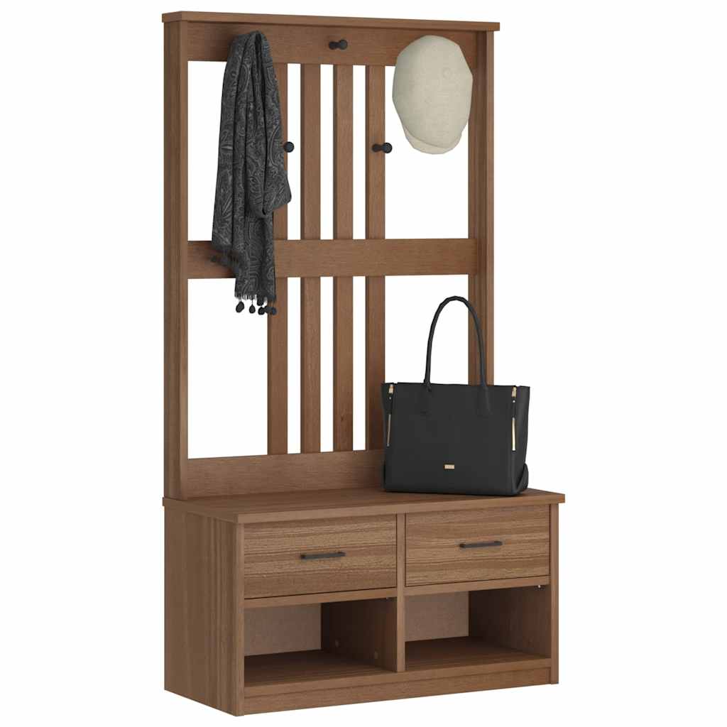 Hall Tree SANDENS 87x40x159.5cm Solid Wood Pine - Merkel Designers