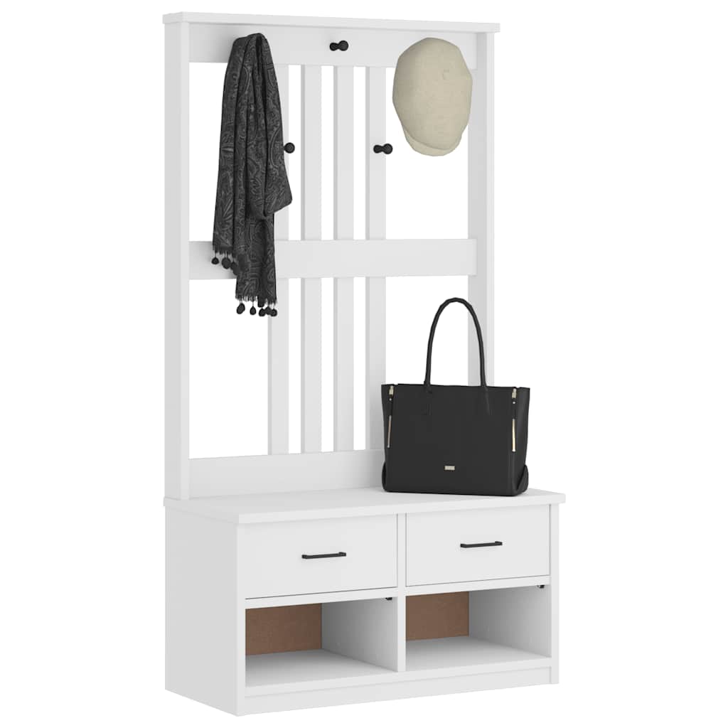 Hall Tree SANDENS White 87x40x159.5cm Solid Wood Pine - Sid & Sam