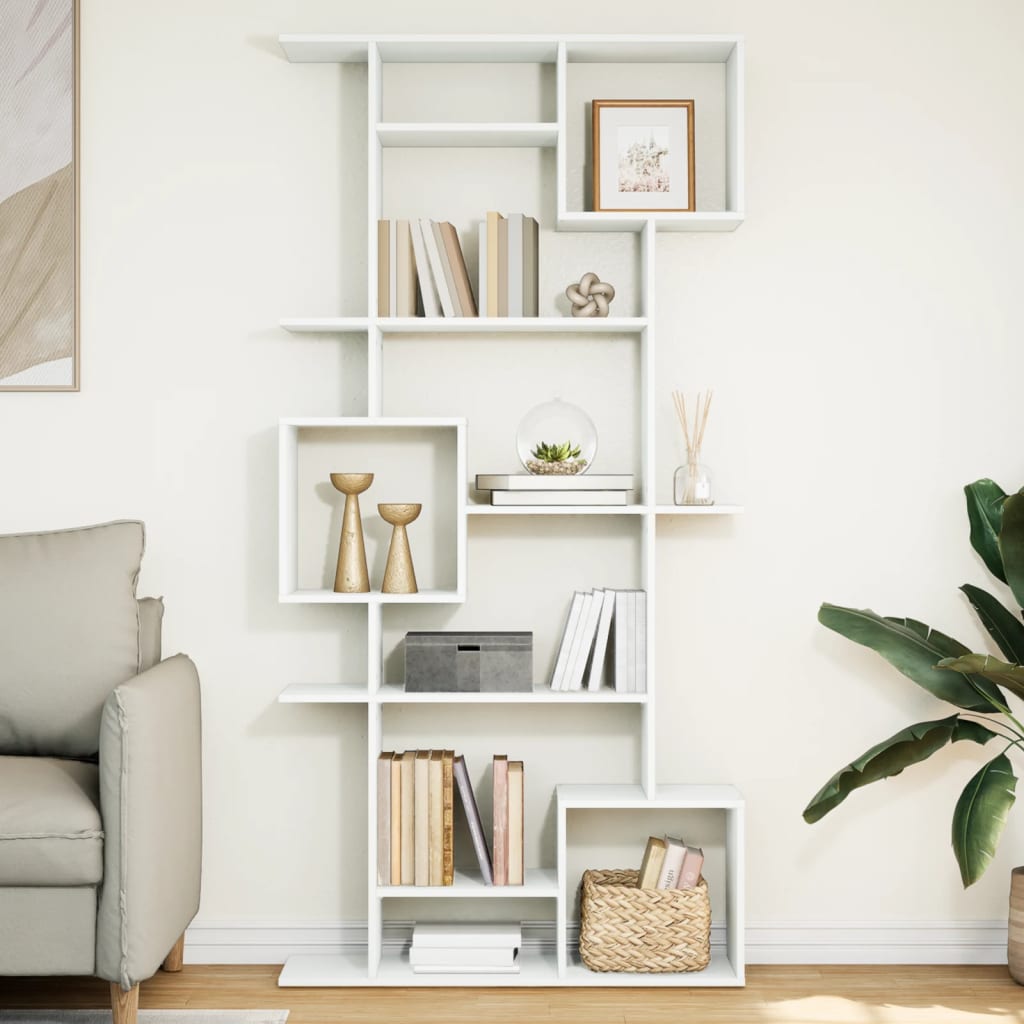 Book Cabinet White 92x29x188 cm Engineered Wood - Decor Base