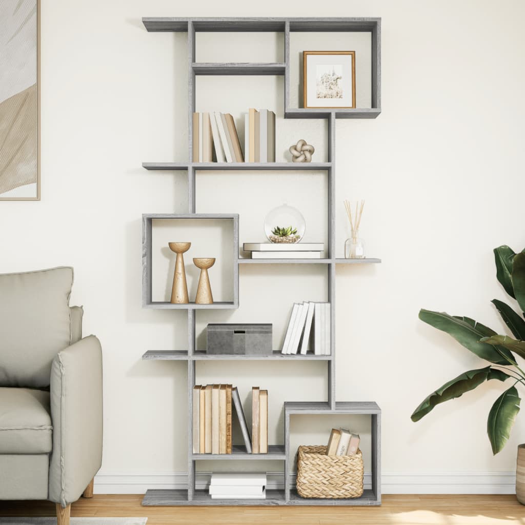 Book Cabinet Grey Sonoma 92x29x188 cm Engineered Wood - Decor Base