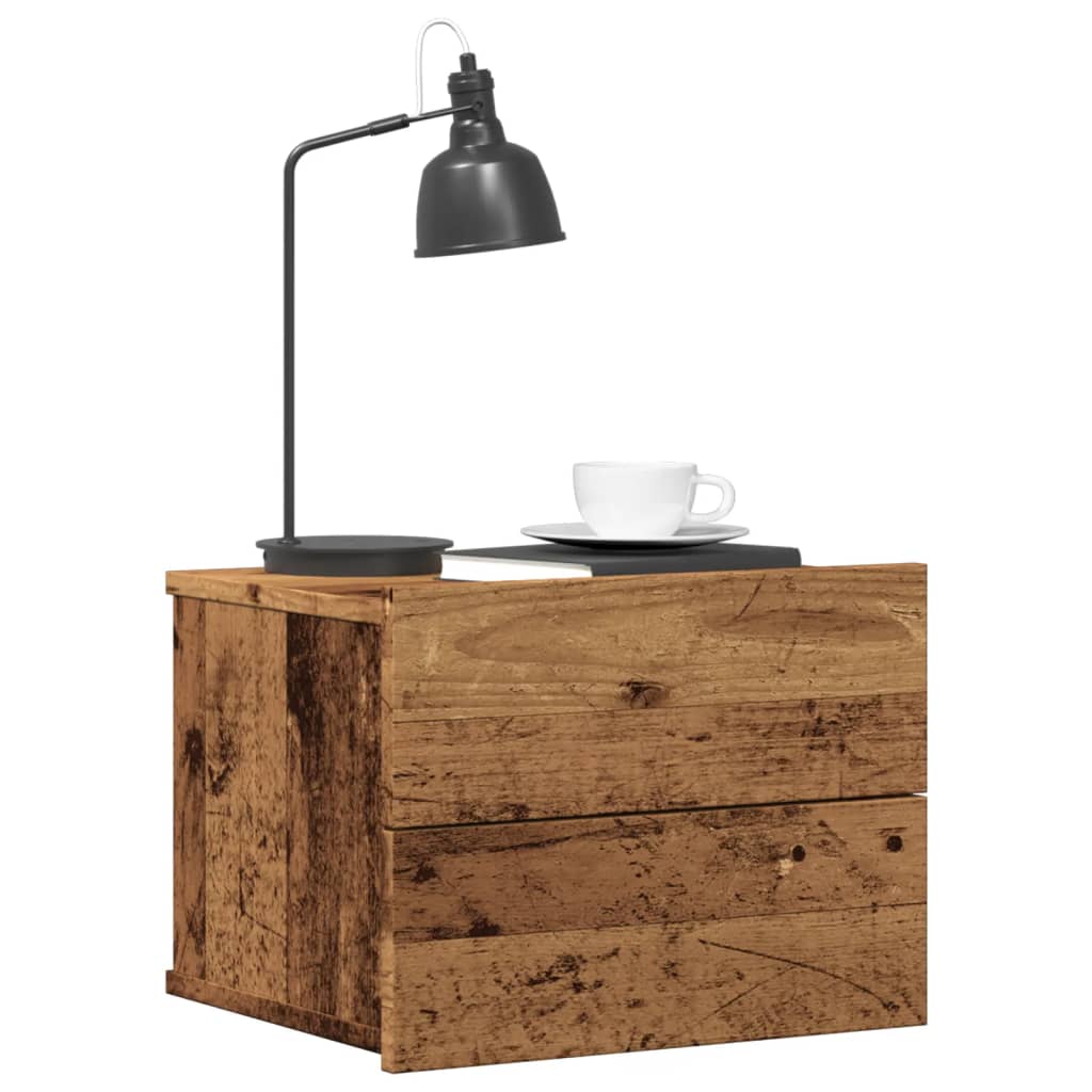 Wall-mounted Bedside Cabinet Old Wood 40x32x30 cm - Decor Base
