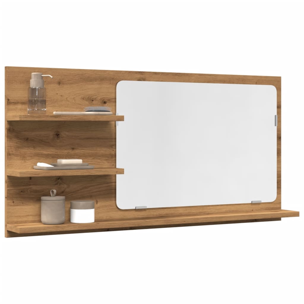 Bathroom Mirror Cabinet Artisan Oak 90x11x45 cm Engineered Wood - R and M Furniture