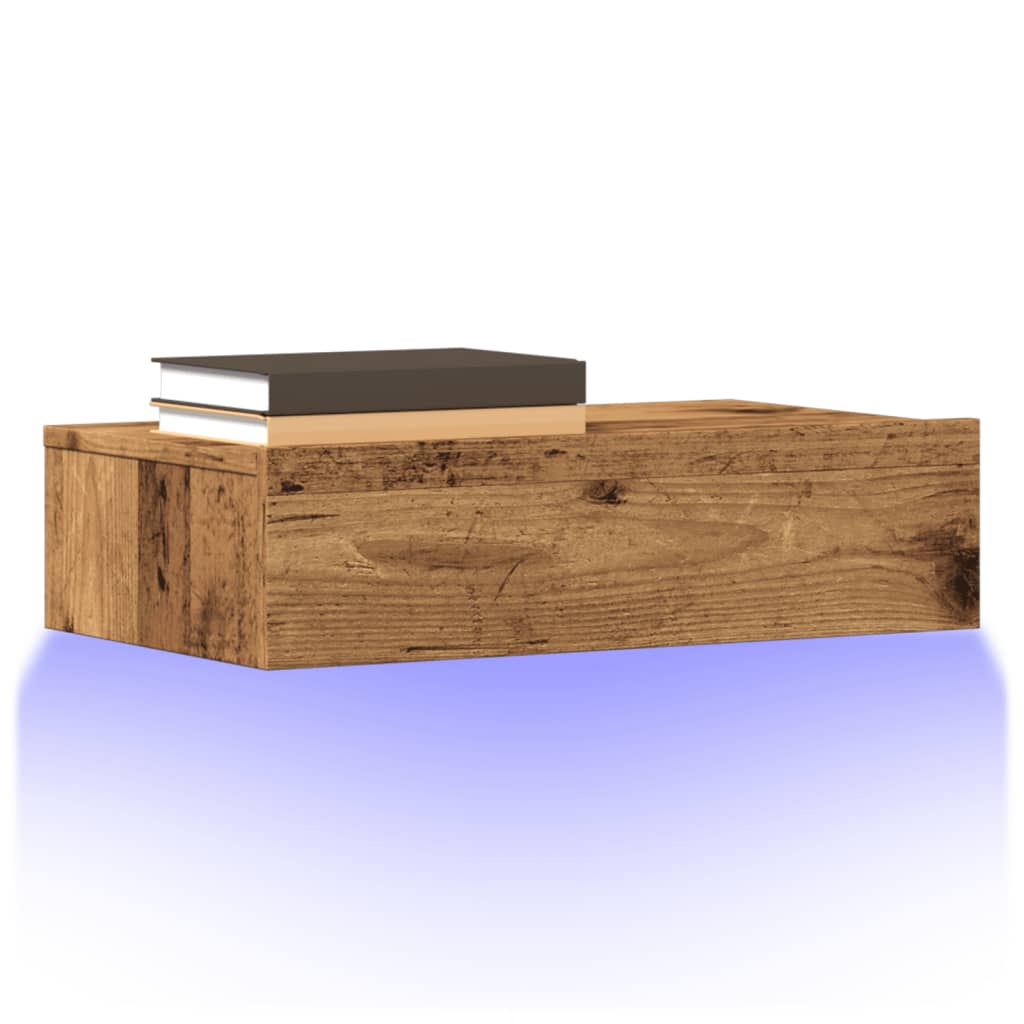 TV Cabinet with LED Lights Old Wood 60x35x15.5 cm - Sid & Sam