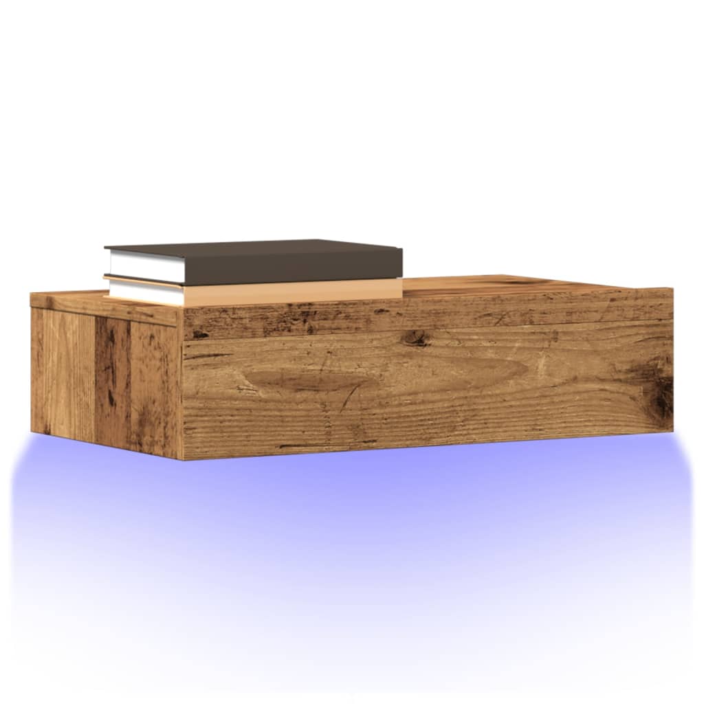 TV Cabinets with LED Lights 2 pcs Old Wood 60x35x15.5 cm - Tyrell & Tyrell